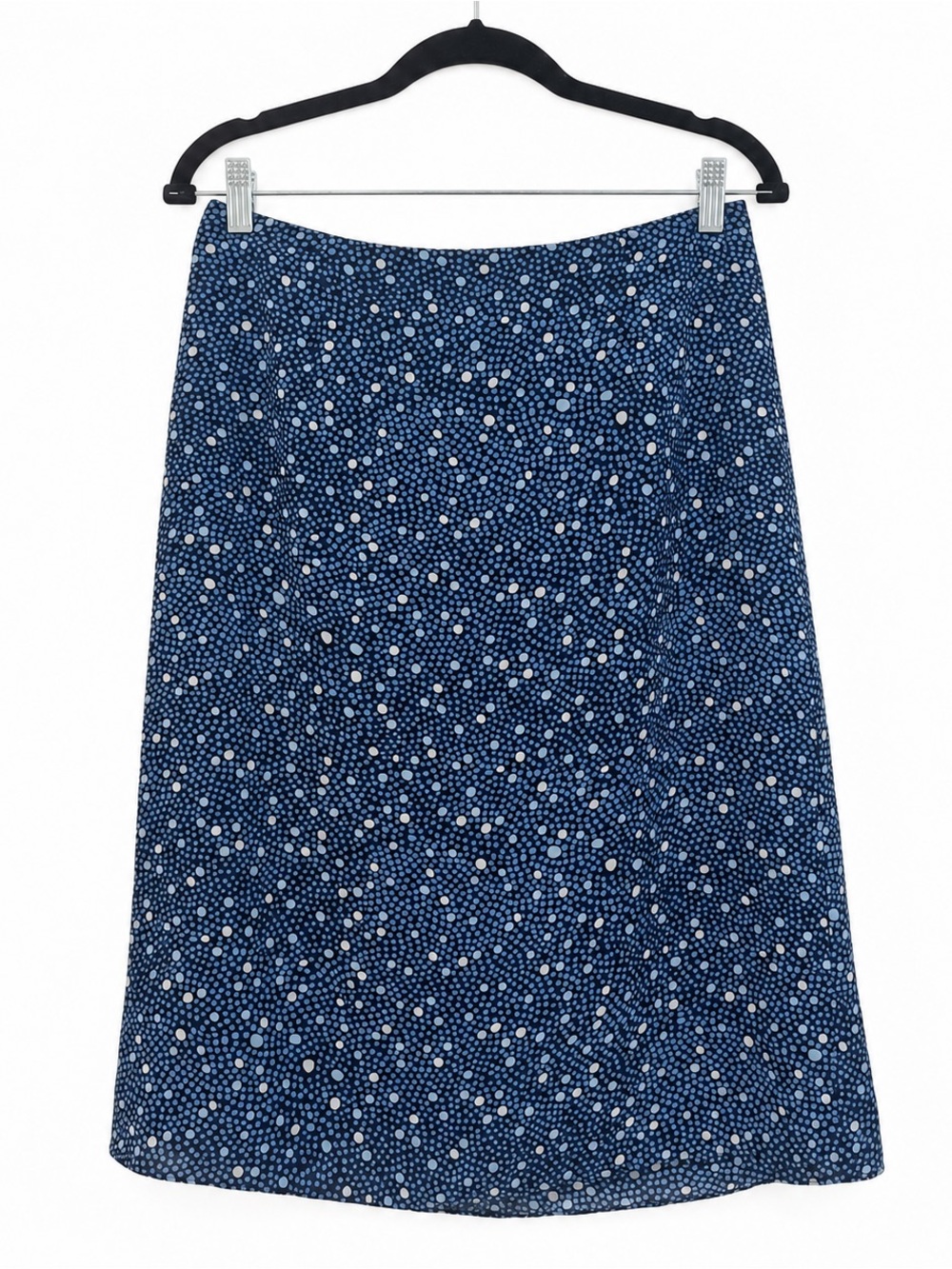 Charter Club 100% Silk Blue Dot Midi Skirt 10